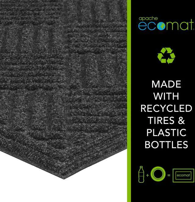 Alt view image 3 of 7 - Mainstays Textures Crosshatch Polyester and Rubber Backed Doormat, 2' x 3', Onyx-Fast shipping