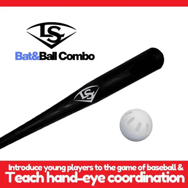 Alt view image 5 of 6 - Louisville Slugger Ultimate Plastic Bat and Ball Combo 34" Replica Bat with Authentic Wood Look, Safe Backyard Baseball Set for Kids & Adults