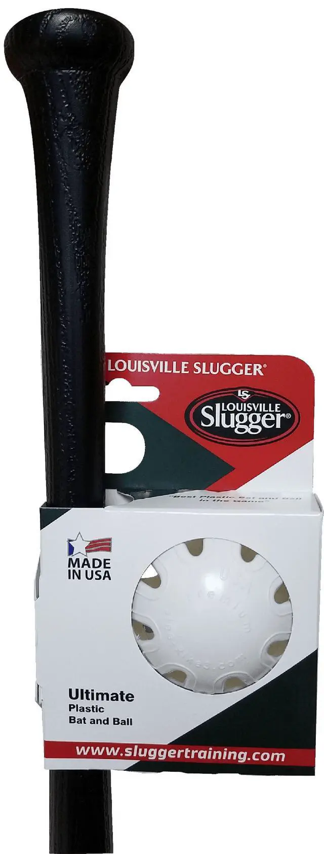 Alt view image 6 of 6 - Louisville Slugger Ultimate Plastic Bat and Ball Combo 34" Replica Bat with Authentic Wood Look, Safe Backyard Baseball Set for Kids & Adults