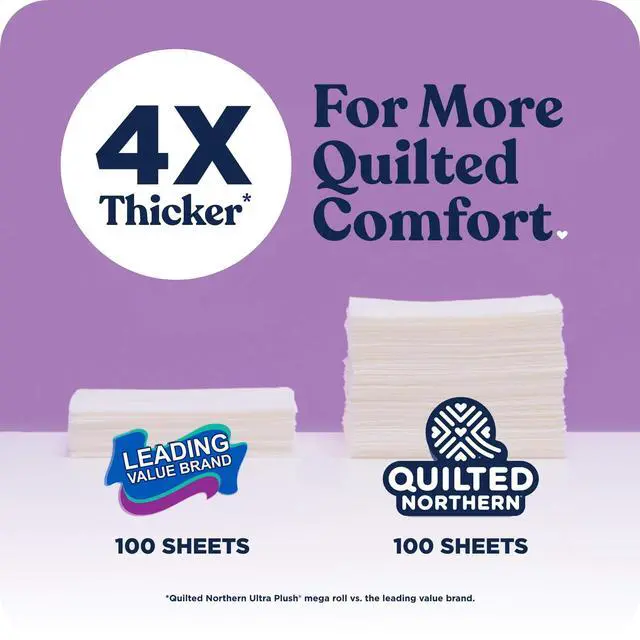 Alt view image 3 of 7 - Quilted Northern Ultra Plush 3-Ply Toilet Paper, 6 Mega Rolls, 255 Sheets Per Roll