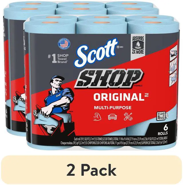 Main image of (2 pack) Shop Towels, 6 Rolls, 55 Sheets Per Roll