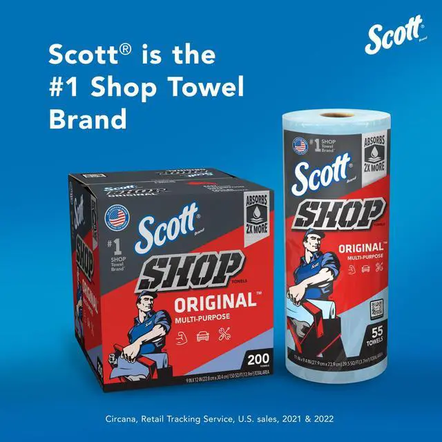 Alt view image 5 of 7 - Multi-Purpose, Shop Towel, 2 Rolls, 55 Sheets Per Roll (110 Total Sheets)-Fast shipping