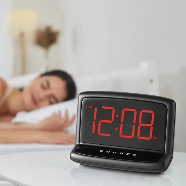 Main image of Mainstays Black Electric Digital Deep Sleep Alarm Clock with Large 1.4 LED Display (Model# 71035MS)