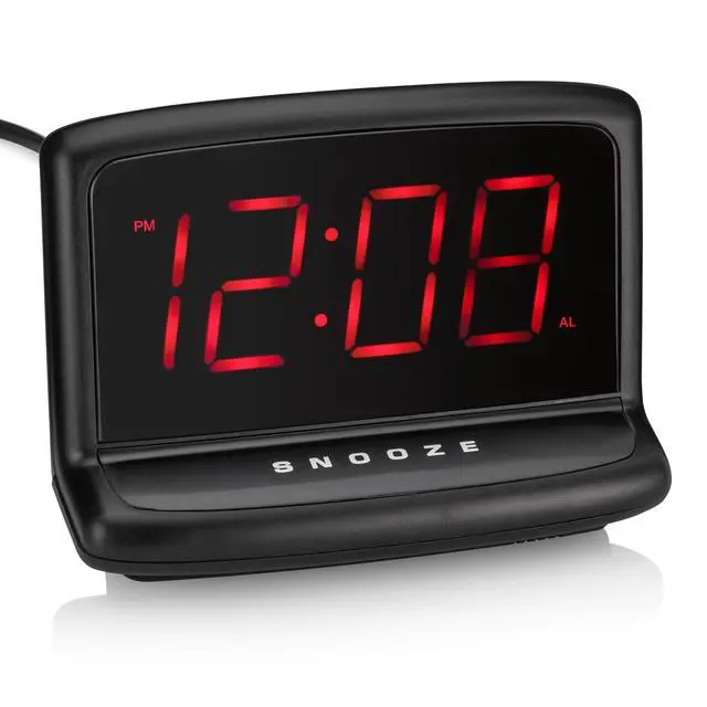 Alt view image 6 of 6 - Mainstays Black Electric Digital Deep Sleep Alarm Clock with Large 1.4 LED Display (Model# 71035MS)