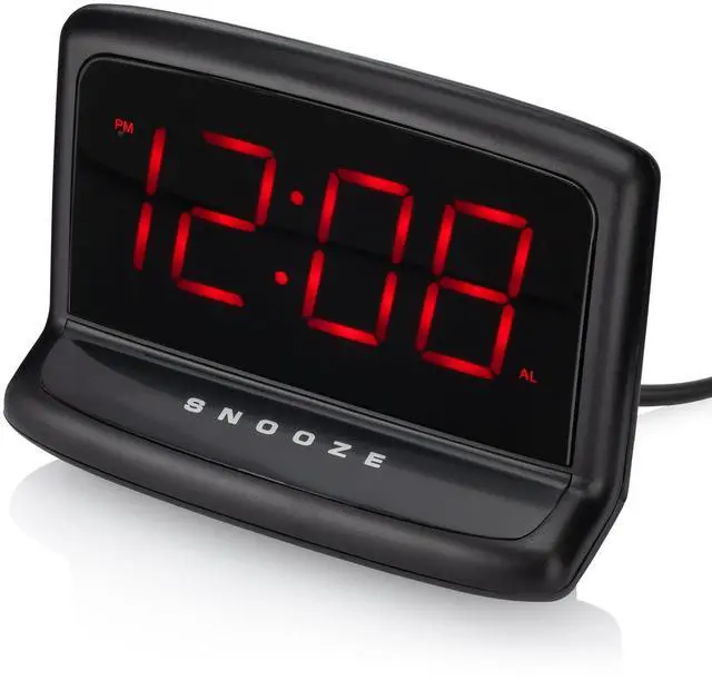 Alt view image 5 of 6 - Mainstays Black Electric Digital Deep Sleep Alarm Clock with Large 1.4 LED Display (Model# 71035MS)