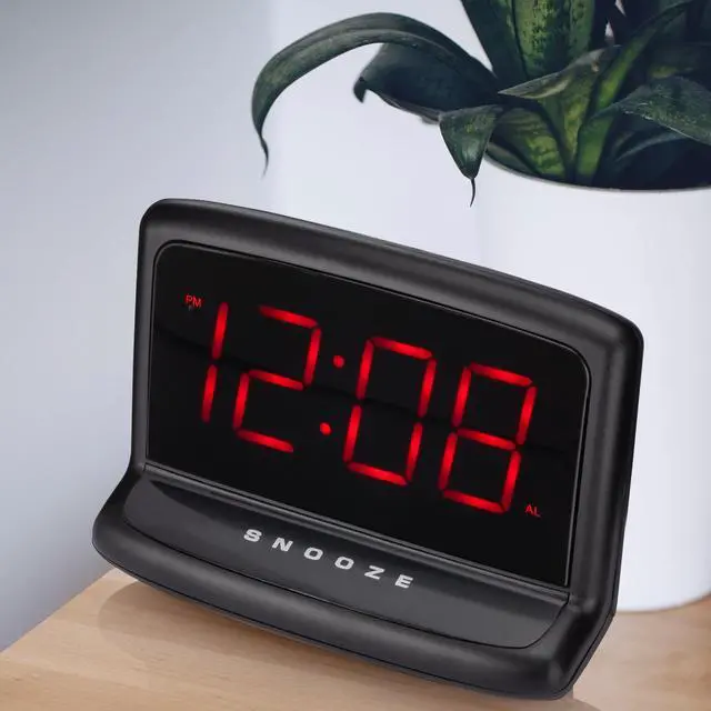 Alt view image 4 of 6 - Mainstays Black Electric Digital Deep Sleep Alarm Clock with Large 1.4 LED Display (Model# 71035MS)