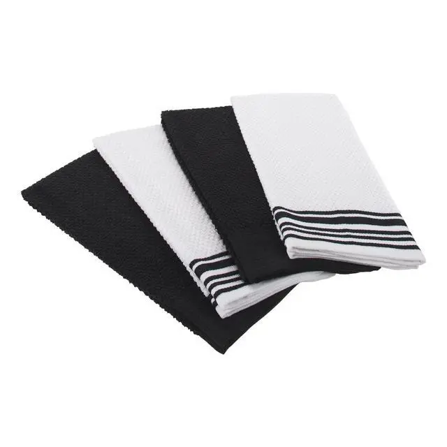 Alt view image 5 of 6 - Mainstays 4-Pack 16 in x 26 in Woven Kitchen Towel Set, Black