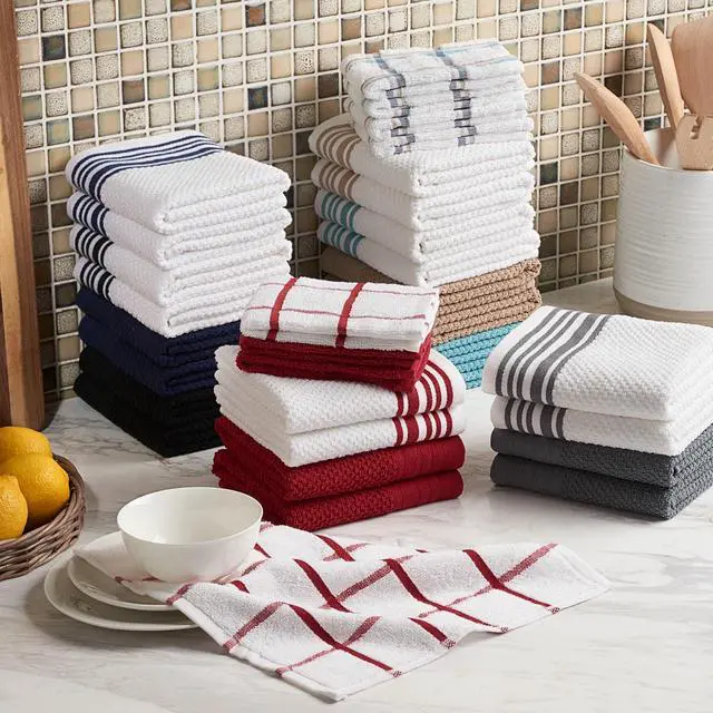 Alt view image 4 of 6 - Mainstays 4-Pack 16 in x 26 in Woven Kitchen Towel Set, Black