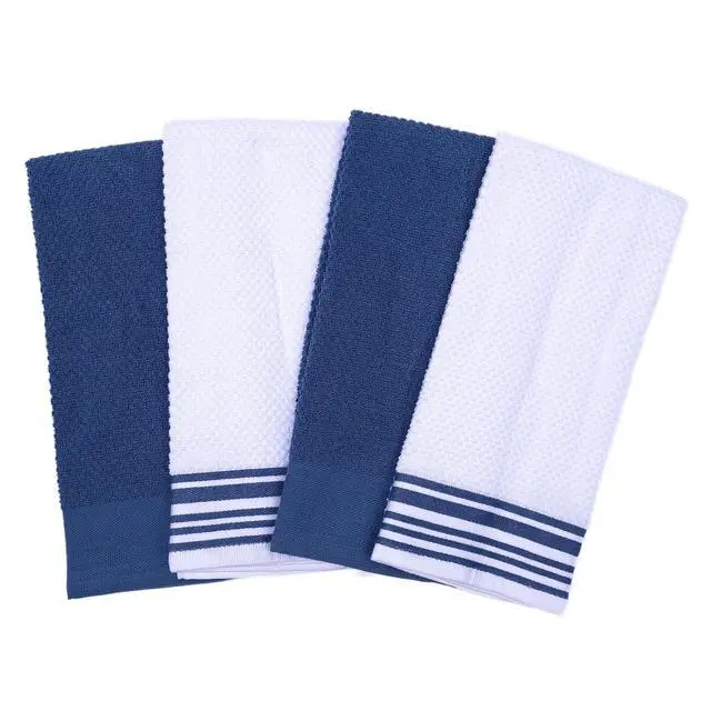 Alt view image 2 of 5 - Mainstays 4-Pack 16 in x 26 in Woven Kitchen Towel Set, Blue Corduroy