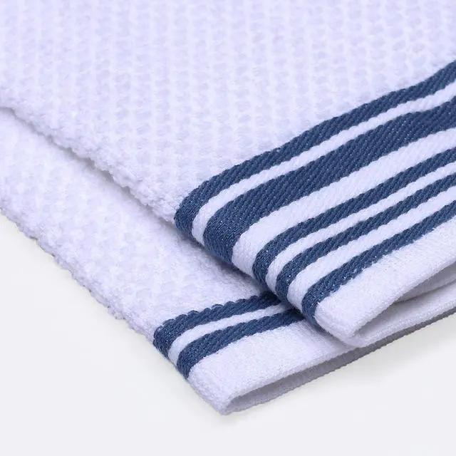 Alt view image 3 of 5 - Mainstays 4-Pack 16 in x 26 in Woven Kitchen Towel Set, Blue Corduroy