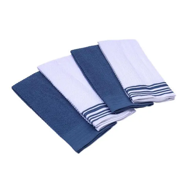 Main image of Mainstays 4-Pack 16 in x 26 in Woven Kitchen Towel Set, Blue Corduroy