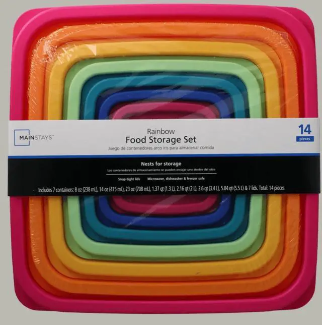 Alt view image 2 of 6 - Plastic Rainbow Food Storage Set, Multi Color, 14 Count, Best for Leftover Storage and Reheating-Fast shipping