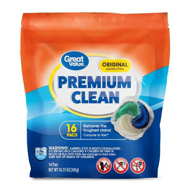Alt view image 2 of 3 - Great Value Premium Clean Laundry Pacs Original Scent, 16 Count