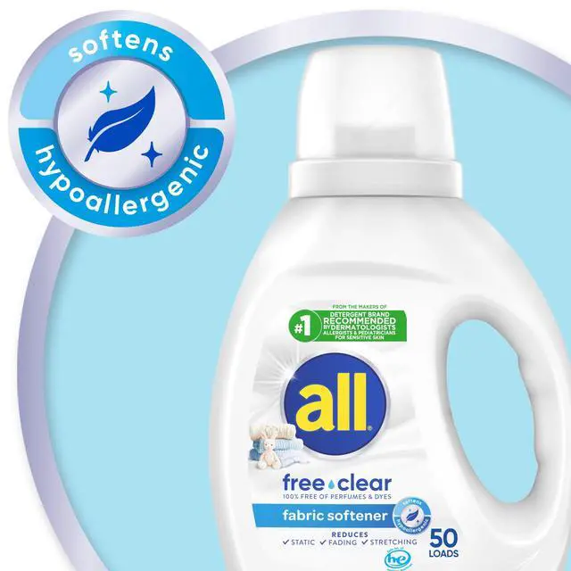 Alt view image 6 of 7 - all free clear Liquid Fabric Softener for Sensitive Skin, 34 fl oz, 50 Loads