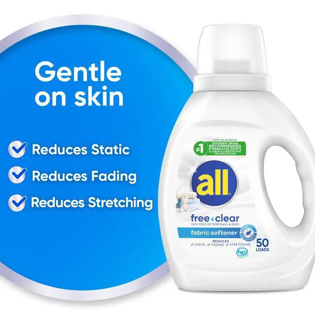 Alt view image 7 of 7 - all free clear Liquid Fabric Softener for Sensitive Skin, 34 fl oz, 50 Loads