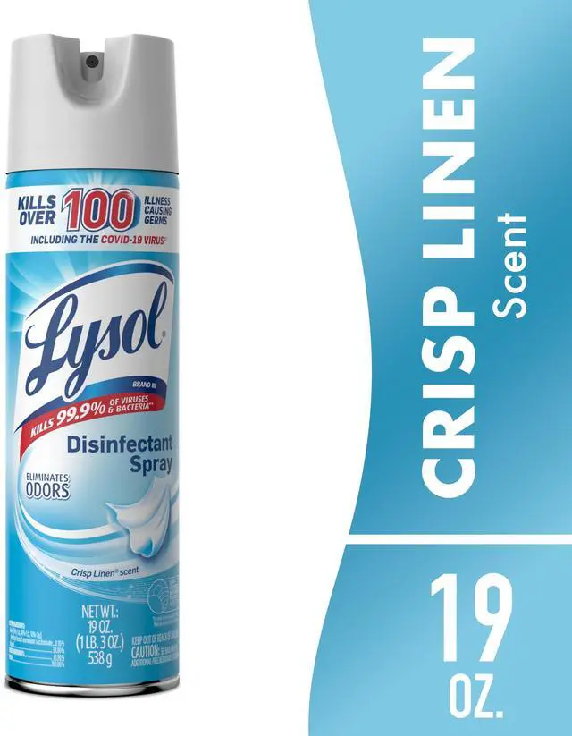 Main image of Lysol Disinfectant Spray, Sanitizing and Antibacterial Spray, Deodorizer, Crisp Linen, 19 oz