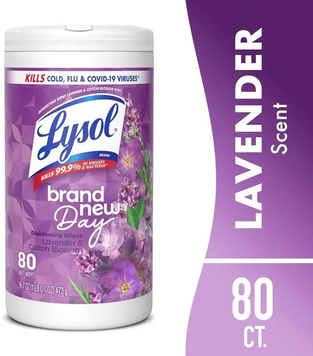 Main image of Lysol Disinfecting Wipes, All Purpose Cleaner, Multi Surface Antibacterial Cleaning Wipes, Cleaning Supplies, Lavender & Cotton Blossom Scent, 80 Count