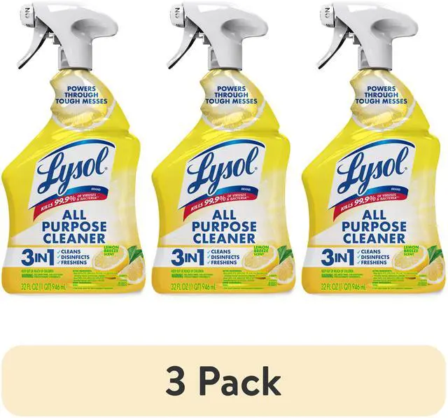 Main image of (3 pack) Lysol® All Purpose Cleaner Sanitizing and Disinfecting Spray Lemon Breeze Scent, 32 oz, Bottle
