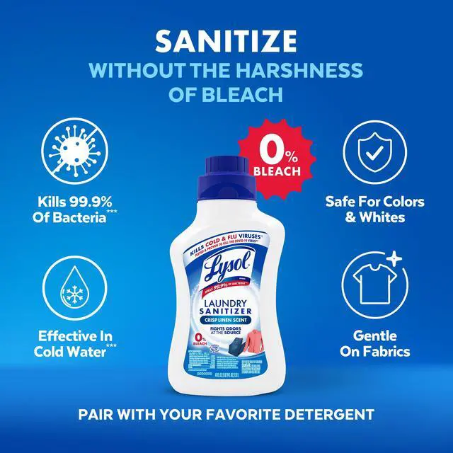 Alt view image 2 of 5 - Lysol Laundry Sanitizer Additive Sanitizing Liquids for Clothes, Crisp Linen, 41 fl oz