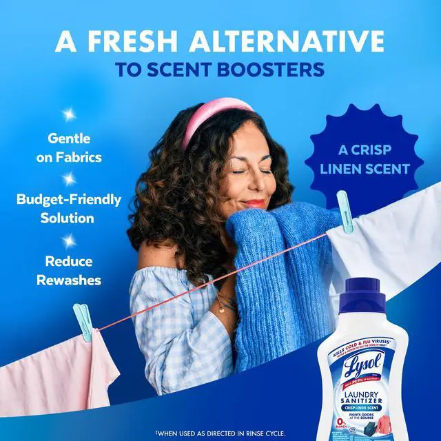 Alt view image 4 of 5 - Lysol Laundry Sanitizer Additive Sanitizing Liquids for Clothes, Crisp Linen, 41 fl oz