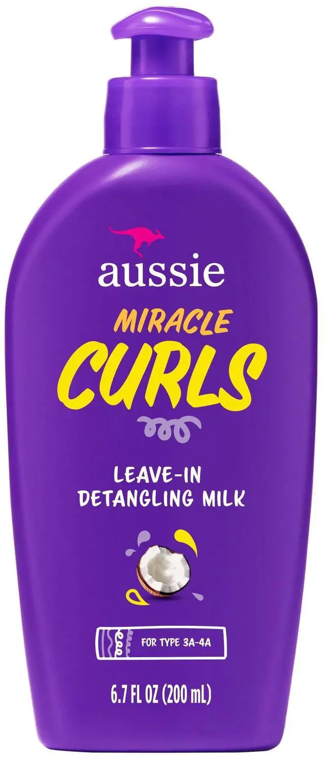 Main image of Aussie Miracle Curls Leave-in Detangling Milk, for Curly Hair Types Paraben Free, 6.7 fl oz