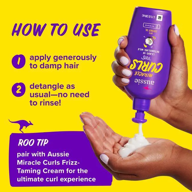 Alt view image 4 of 6 - Aussie Miracle Curls Leave-in Detangling Milk, for Curly Hair Types Paraben Free, 6.7 fl oz