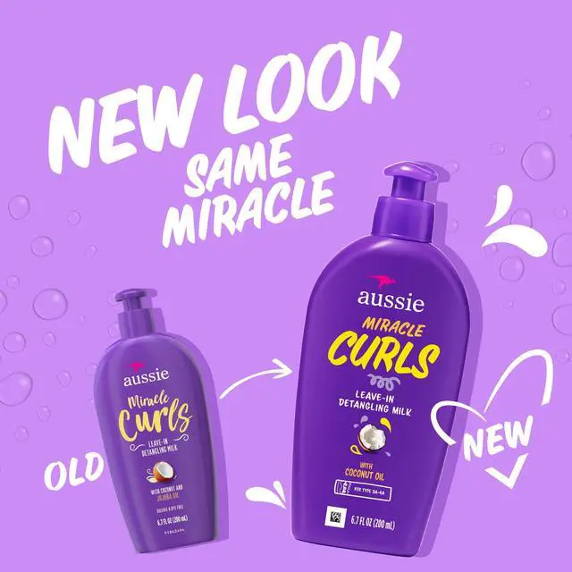Alt view image 5 of 6 - Aussie Miracle Curls Leave-in Detangling Milk, for Curly Hair Types Paraben Free, 6.7 fl oz