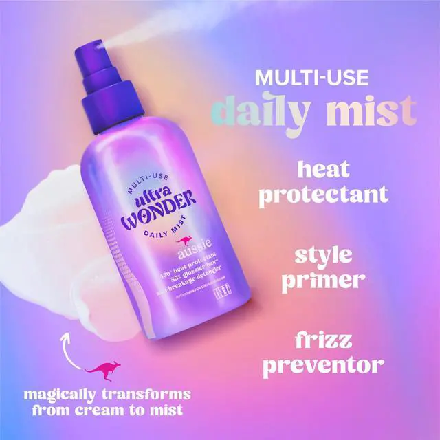 Alt view image 3 of 6 - Aussie Ultra Wonder Daily Mist Multi-Use Detangler Spray, Heat Protectant, for All Hair Types, 7.6 fl oz