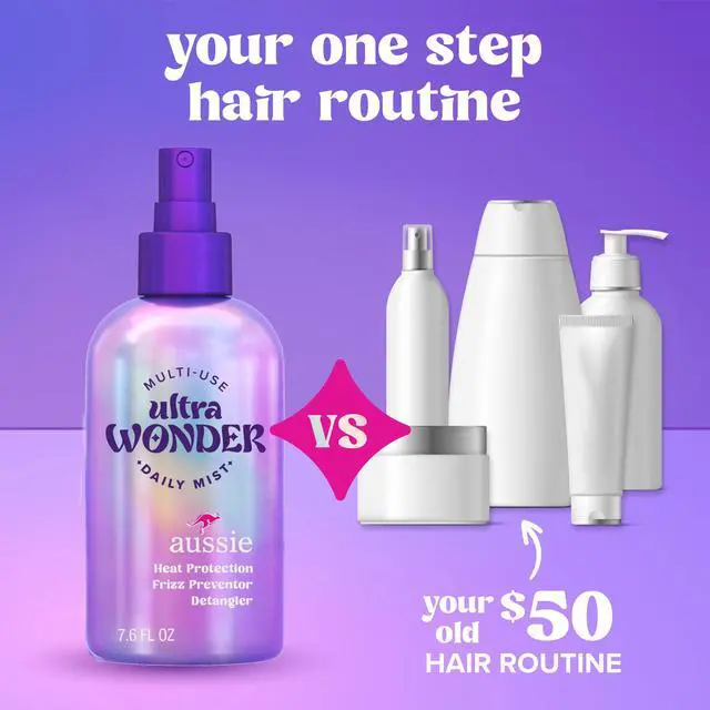 Alt view image 2 of 6 - Aussie Ultra Wonder Daily Mist Multi-Use Detangler Spray, Heat Protectant, for All Hair Types, 7.6 fl oz
