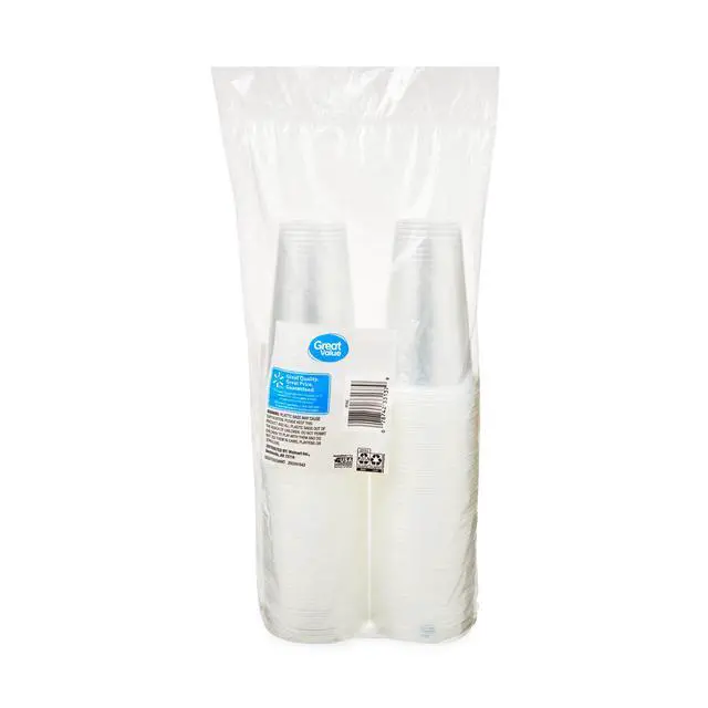 Alt view image 4 of 6 - (2 pack) Great Value Disposable Plastic Cups, Clear, 9 oz, 100 Count-Fastest shipping