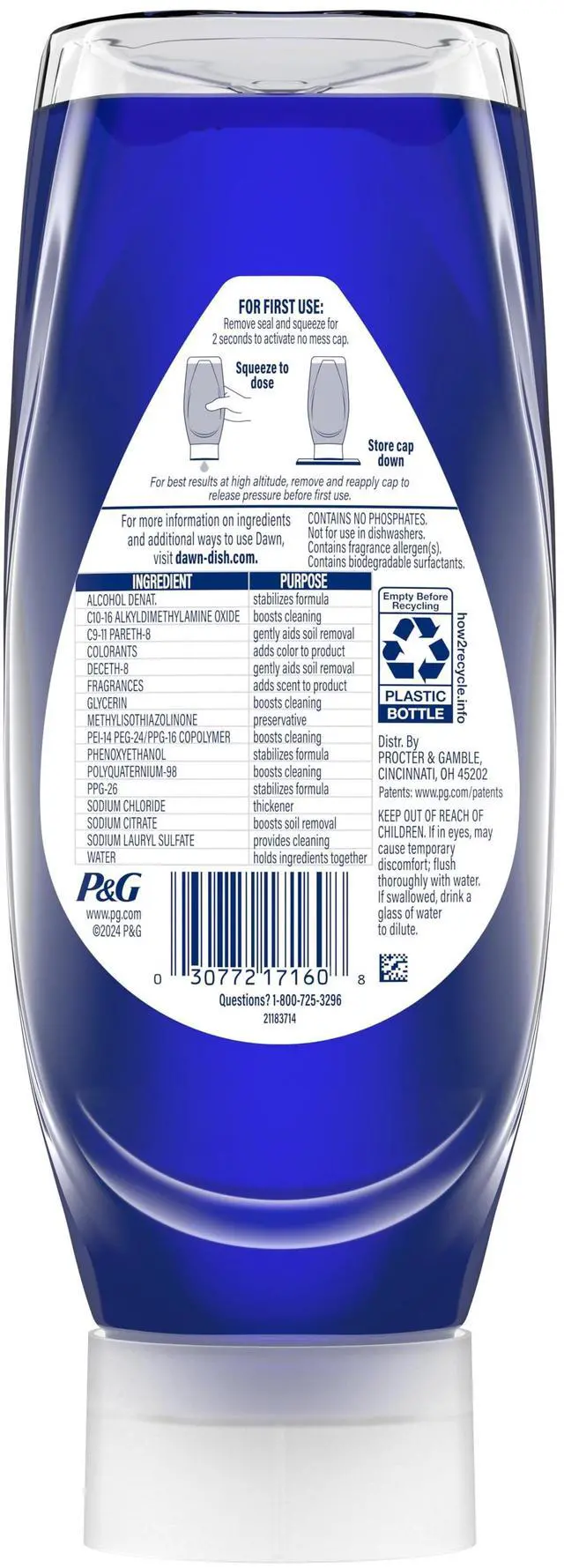 Alt view image 4 of 6 - Dawn Platinum Plus PowerSuds Liquid Dish Soap, 17.4 oz. EZ-Squeeze Bottle