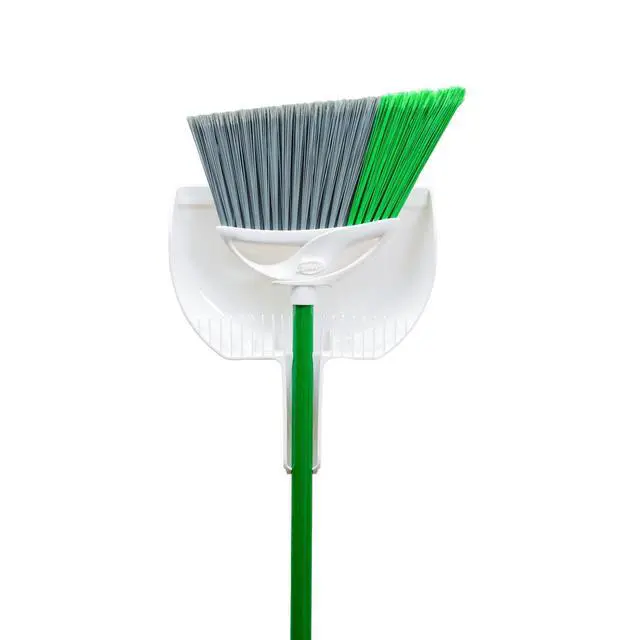 Alt view image 3 of 6 - Libman Precision Angle Broom With Dustpan, Green White, Recycled Plastic Fibers