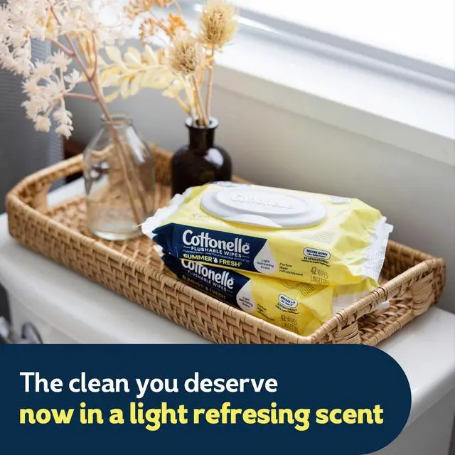 Alt view image 6 of 7 - Cottonelle Summer Fresh Scented Flushable Wipes, 2 Flip-Top Packs
