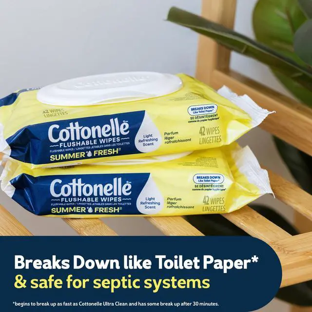 Alt view image 5 of 7 - Cottonelle Summer Fresh Scented Flushable Wipes, 2 Flip-Top Packs