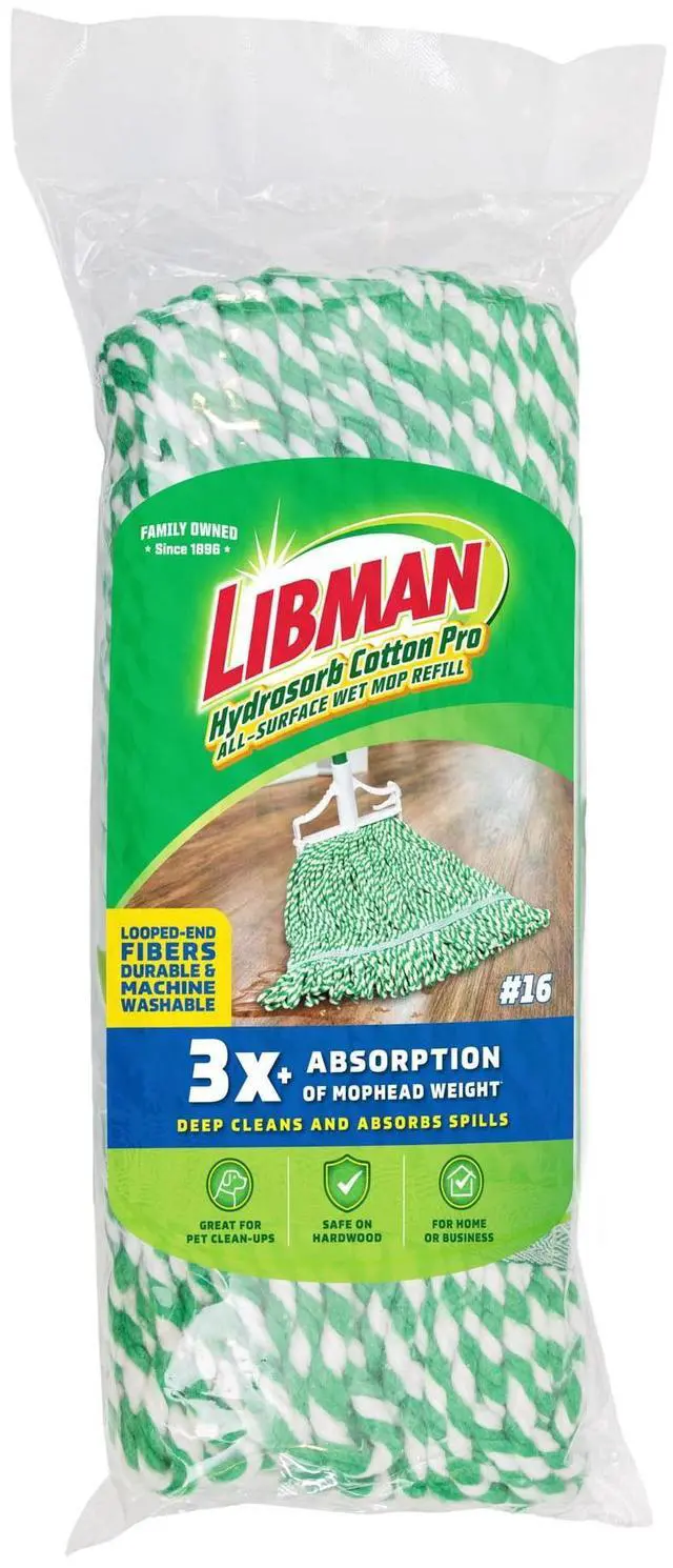Main image of Libman All-Purpose Cotton Wet Mop Refill Clip-on Head, 14 oz