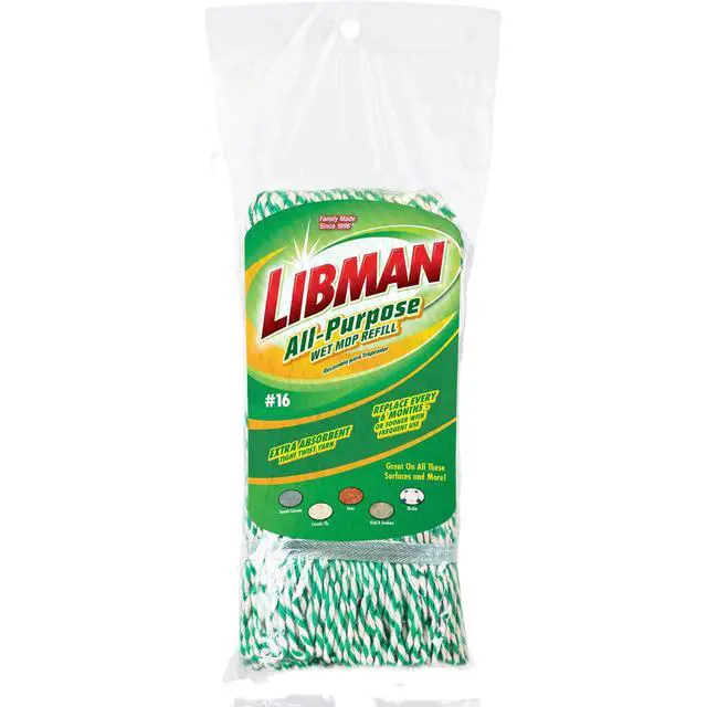 Alt view image 2 of 4 - Libman All-Purpose Cotton Wet Mop Refill Clip-on Head, 14 oz
