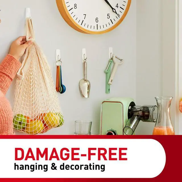 Alt view image 3 of 6 - Command Large Utility Hooks, Holds 5 lb, White, 6 Hooks, 12 Pairs Adhesive Strips