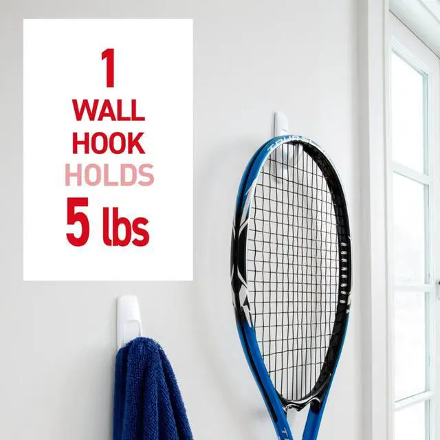 Alt view image 2 of 6 - Command Large Utility Hooks, Holds 5 lb, White, 6 Hooks, 12 Pairs Adhesive Strips