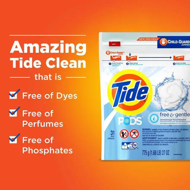 Alt view image 6 of 6 - Tide Pods Laundry Detergent Soap Packs, Free and Gentle, 42 Count