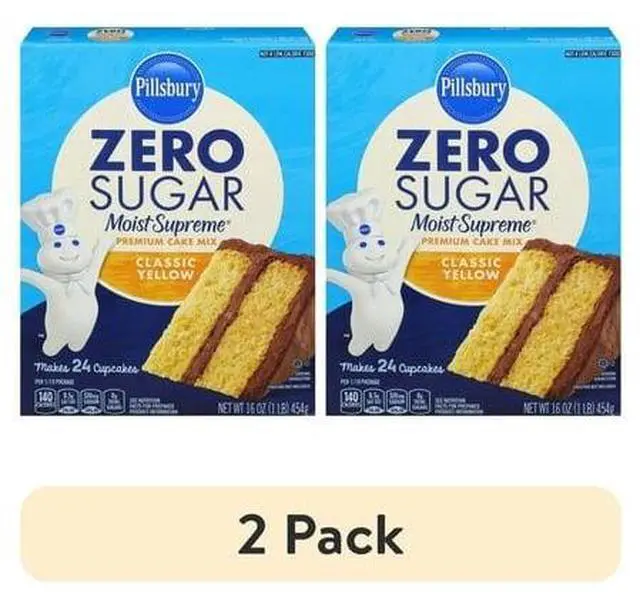 Main image of (2 pack) Pillsbury Zero Sugar Moist Supreme Yellow Premium Cake Mix, 16 oz Box-Fastest Shipping