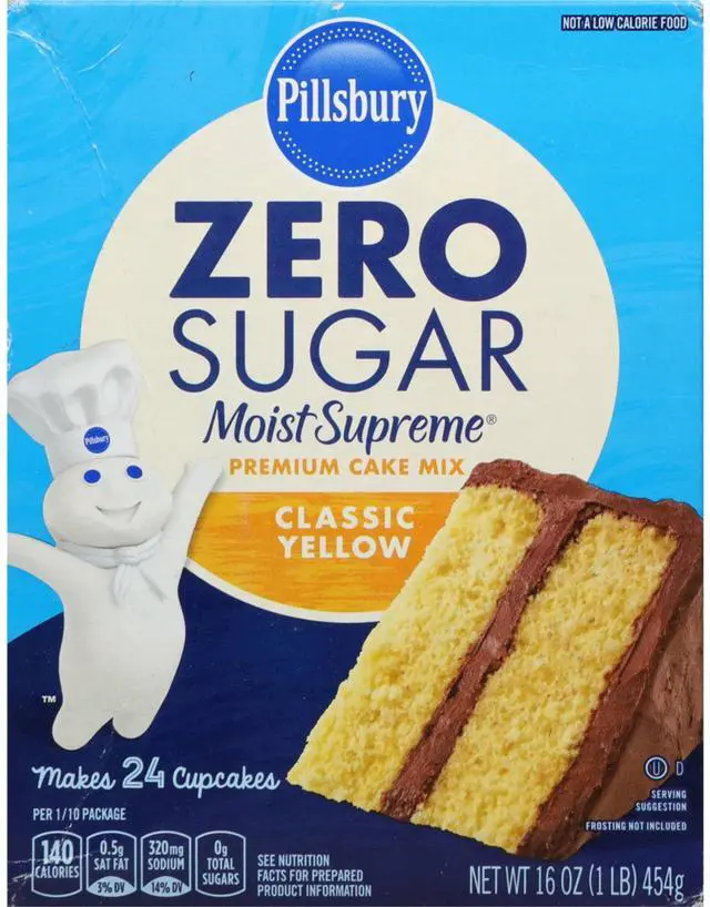 Alt view image 6 of 6 - (2 pack) Pillsbury Zero Sugar Moist Supreme Yellow Premium Cake Mix, 16 oz Box-Fastest Shipping