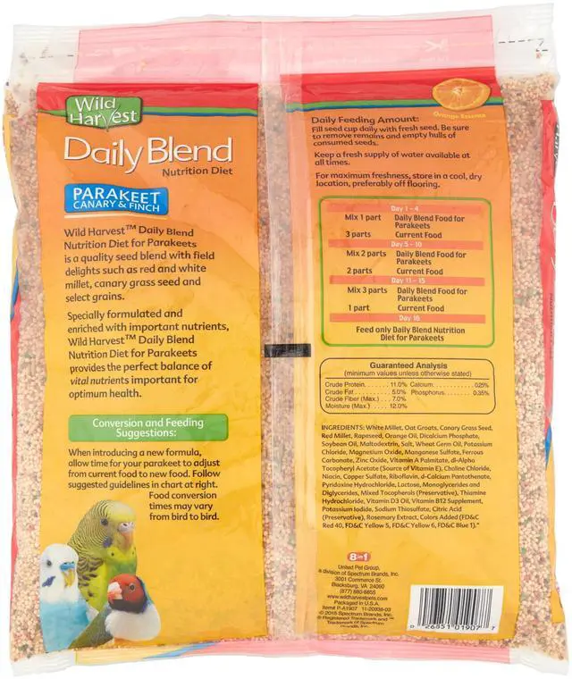 Alt view image 6 of 7 - Wild Harvest Parakeet, Canary & Finch Daily Nutrition Blend, 5 lb-Fastest Shipping