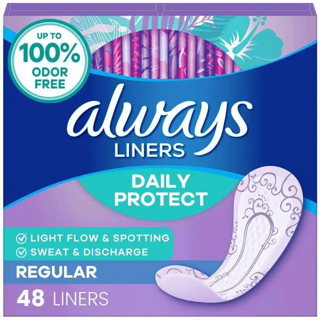 Main image of Always Panty Liners, Daily Protect, Regular Length, Unscented liners, 48 Count-Fastest Shipping