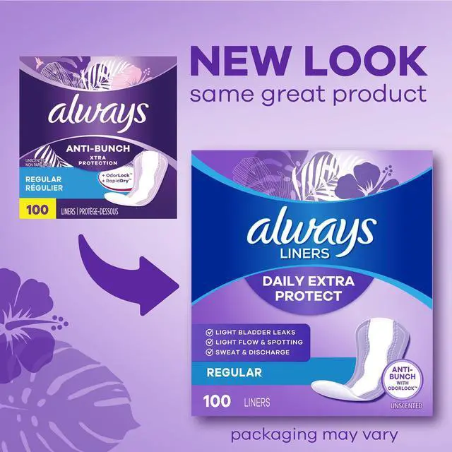 Alt view image 5 of 5 - Always Anti-Bunch Xtra Protection Daily Liners, Extra Long, Unscented, 116 CT-Fastest Shipping