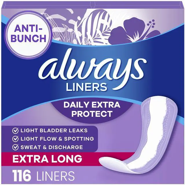 Main image of Always Anti-Bunch Xtra Protection Daily Liners, Extra Long, Unscented, 116 CT-Fastest Shipping