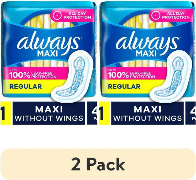 Main image of (2 pack) Always Maxi Pads without Wings, Size 1, Regular Absorbency, 48 Count-Fastest Shipping