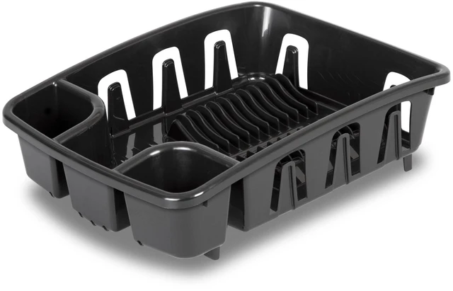 Alt view image 4 of 6 - Sterilite DrainRack, Dishrack and Drainboard All-in-One, Inclined Base for Draining, Black-Fastest Shipping