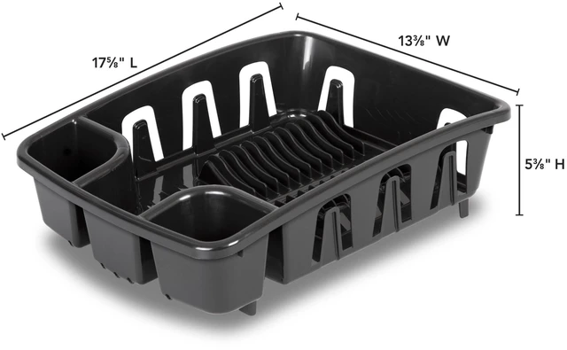 Alt view image 6 of 6 - Sterilite DrainRack, Dishrack and Drainboard All-in-One, Inclined Base for Draining, Black-Fastest Shipping