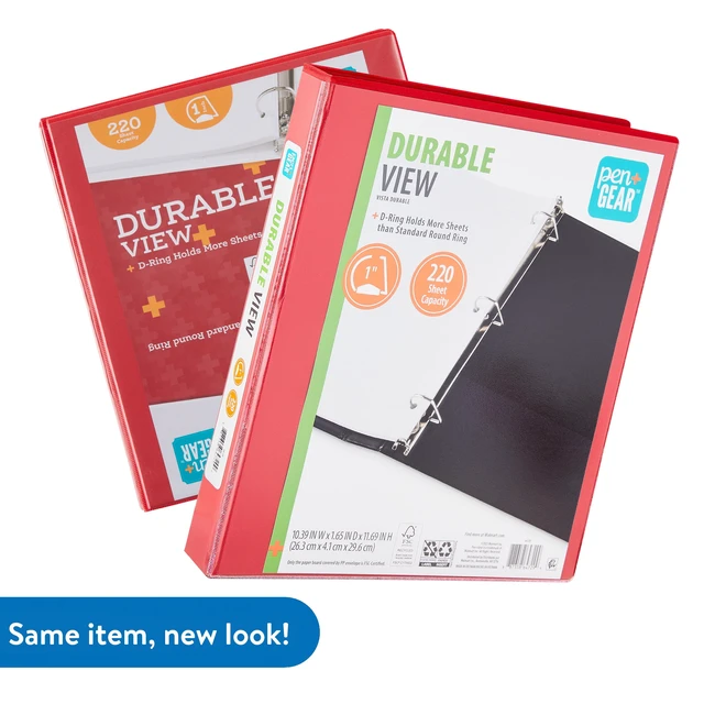 Alt view image 5 of 6 - Pen+Gear Durable View 1-inch, D-Ring Binder, Red, 1-Pack