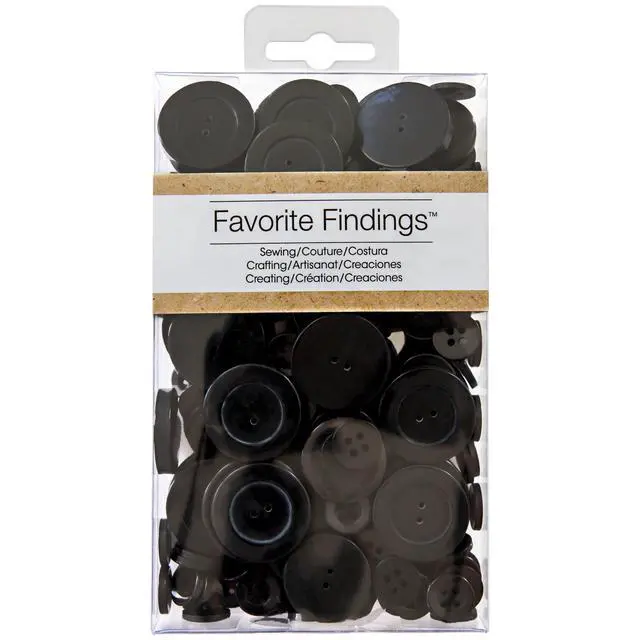 Alt view image 2 of 6 - Favorite Findings Value Black Assorted Sew Thru and Shank Buttons, 4 Ounces